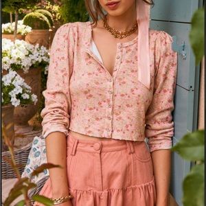 LoveShackFancy Jonah Cropped Cardigan XS